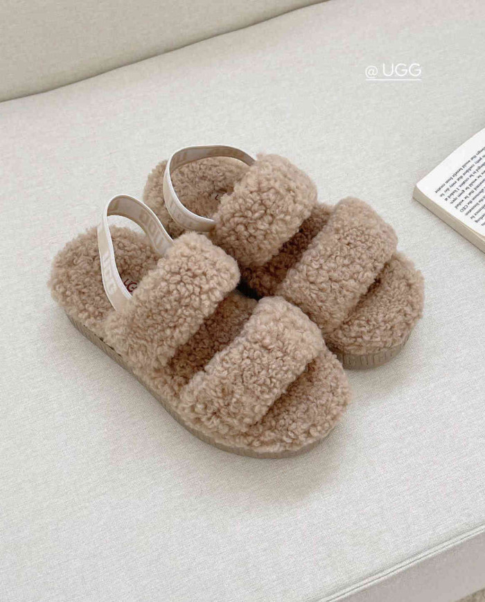 UGG Fleece Lined Warm Slippers for Women Winter Indoor Thick Sole Sandals