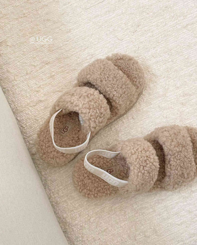 UGG Fleece Lined Warm Slippers for Women Winter Indoor Thick Sole Sandals