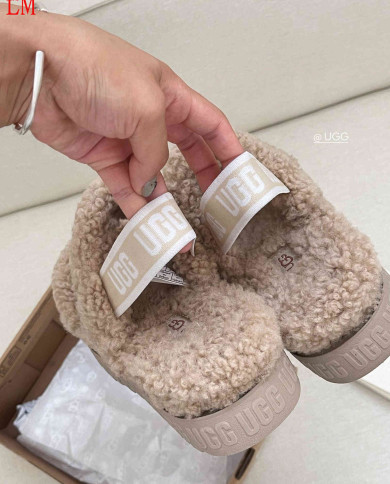 UGG Fleece Lined Warm Slippers for Women Winter Indoor Thick Sole Sandals