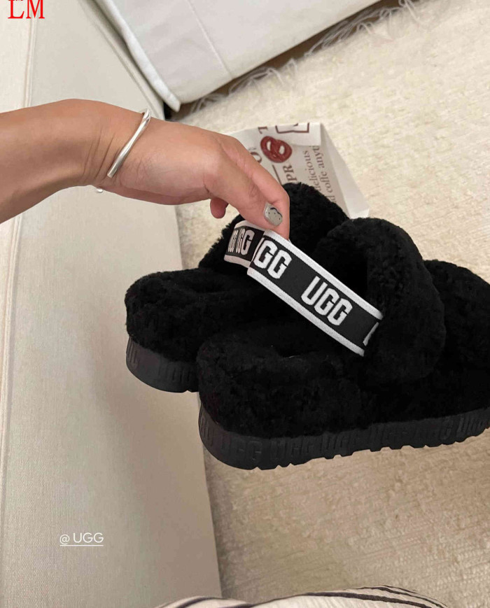 UGG Fleece Lined Warm Slippers for Women Winter Indoor Thick Sole Sandals