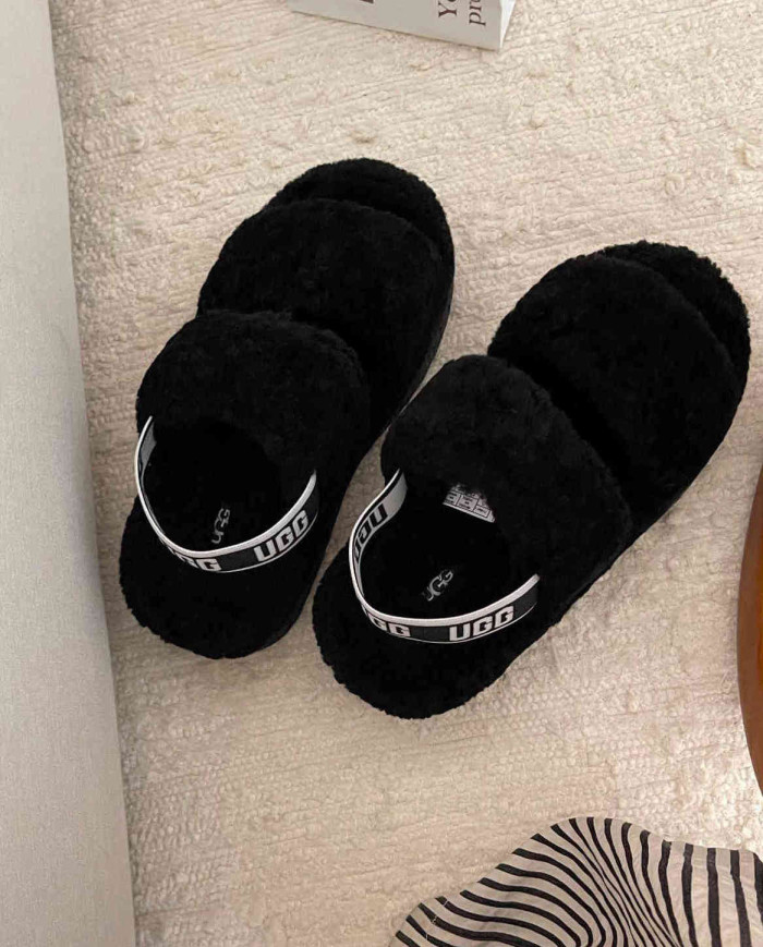 UGG Fleece Lined Warm Slippers for Women Winter Indoor Thick Sole Sandals