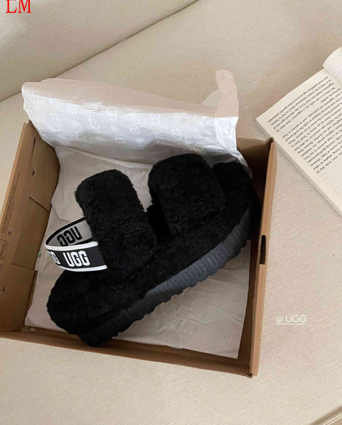 UGG Fleece Lined Warm Slippers for Women Winter Indoor Thick Sole Sandals