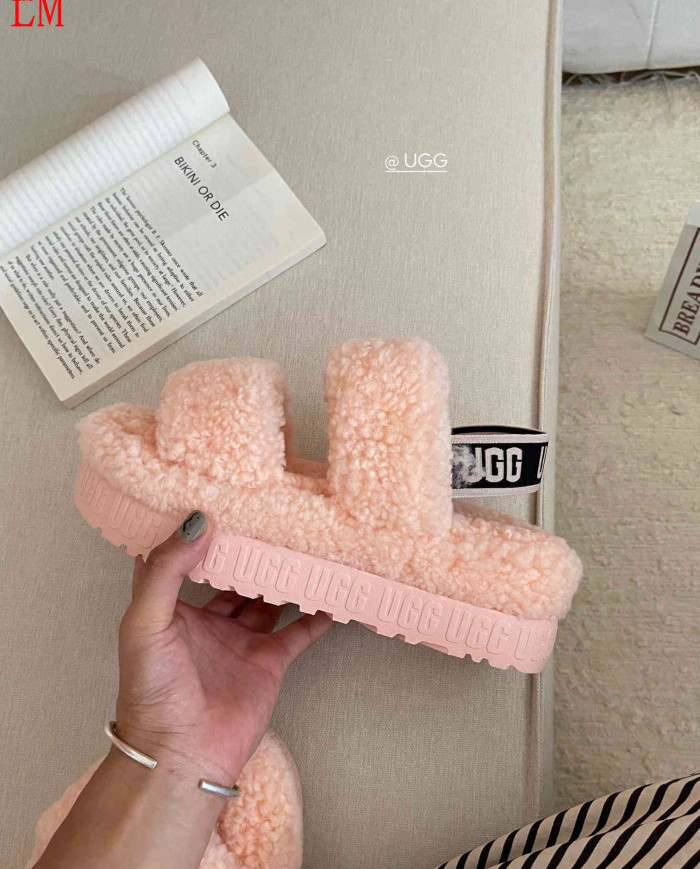 UGG Fleece Lined Warm Slippers for Women Winter Indoor Thick Sole Sandals