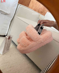 UGG Fleece Lined Warm Slippers for Women Winter Indoor Thick Sole Sandals