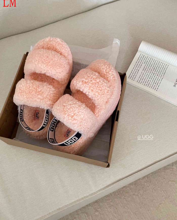 UGG Fleece Lined Warm Slippers for Women Winter Indoor Thick Sole Sandals