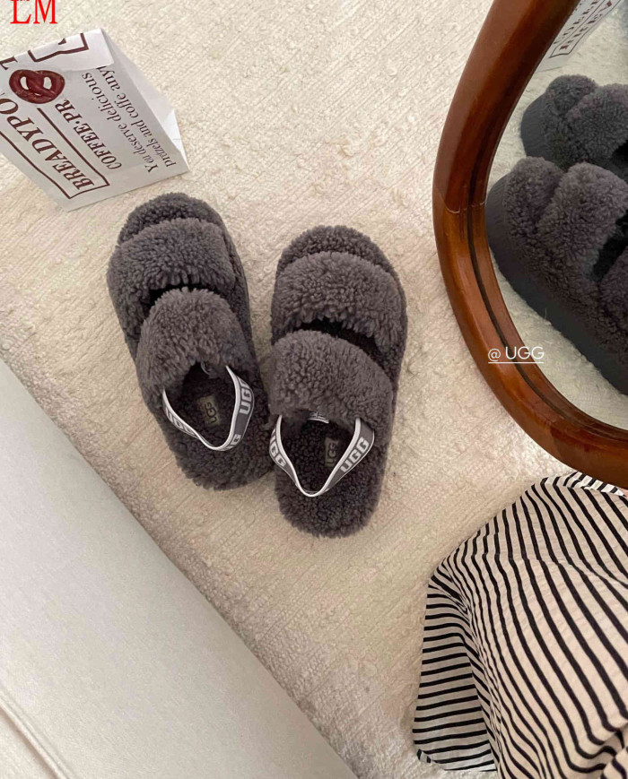 UGG Fleece Lined Warm Slippers for Women Winter Indoor Thick Sole Sandals