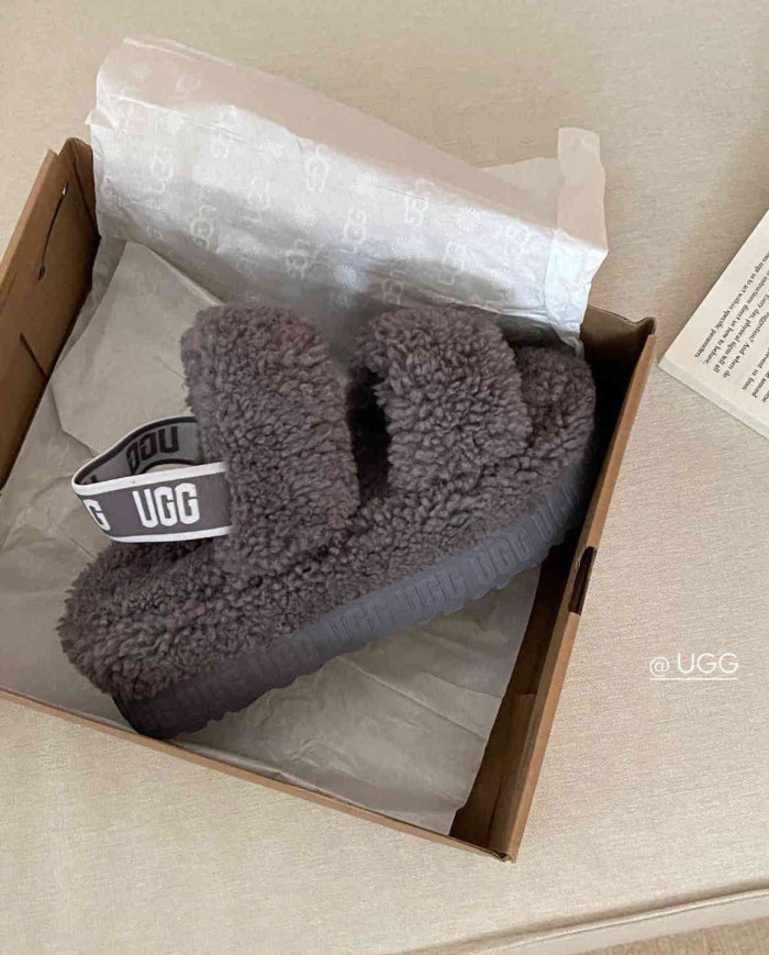 UGG Fleece Lined Warm Slippers for Women Winter Indoor Thick Sole Sandals
