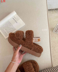 UGG Fleece Lined Warm Slippers for Women Winter Indoor Thick Sole Sandals