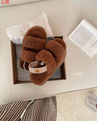 UGG Fleece Lined Warm Slippers for Women Winter Indoor Thick Sole Sandals