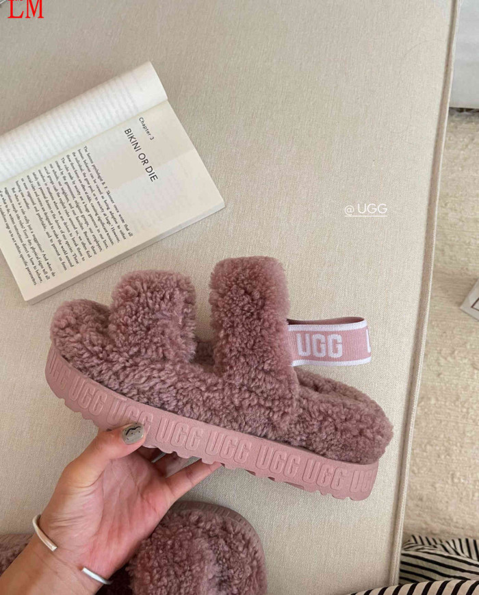 UGG Fleece Lined Warm Slippers for Women Winter Indoor Thick Sole Sandals