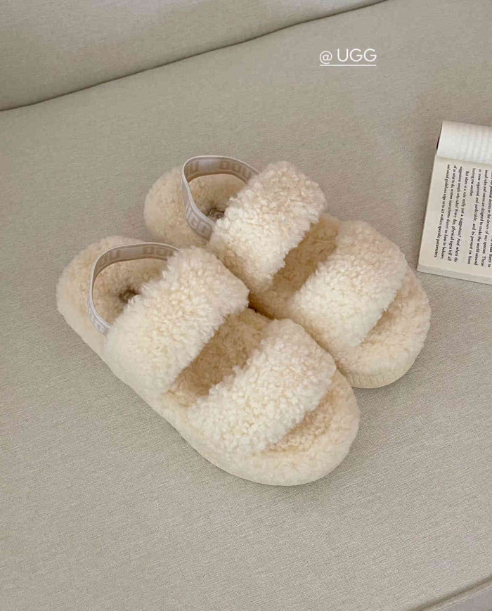 UGG Fleece Lined Warm Slippers for Women Winter Indoor Thick Sole Sandals