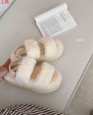 UGG Fleece Lined Warm Slippers for Women Winter Indoor Thick Sole Sandals