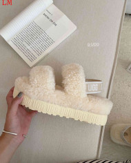 UGG Fleece Lined Warm Slippers for Women Winter Indoor Thick Sole Sandals