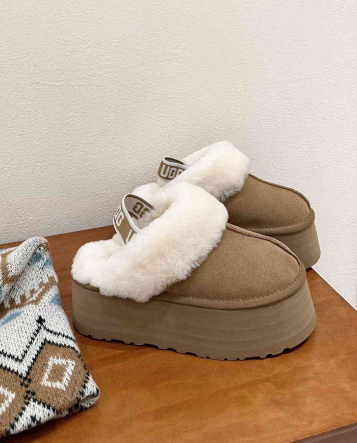 UGG Winter Thick Platform Warm Slippers for Women Cozy Indoor Fuzzy Shoes