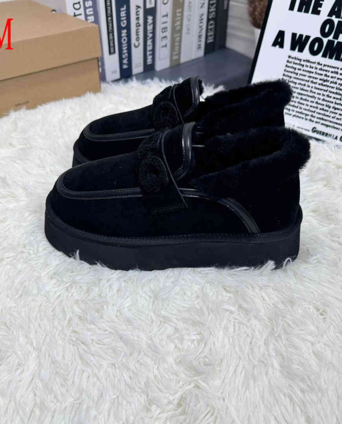 UGG Fleece Lined Platform Warm Casual Shoes Women's Slip-On Flats