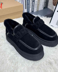 UGG Fleece Lined Platform Warm Casual Shoes Women's Slip-On Flats