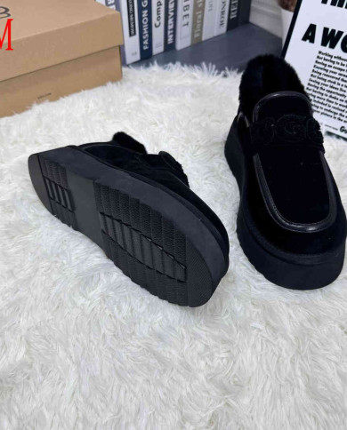 UGG Fleece Lined Platform Warm Casual Shoes Women's Slip-On Flats