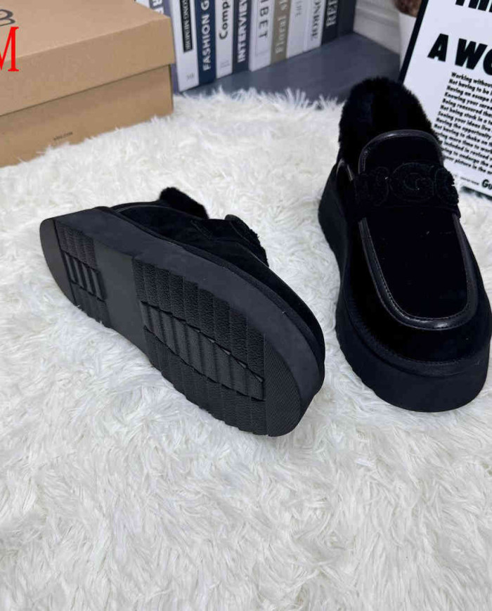 UGG Fleece Lined Platform Warm Casual Shoes Women's Slip-On Flats