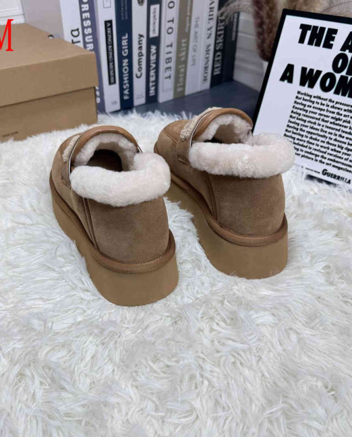 UGG Fleece Lined Platform Slip-On Shoes Women's Fashion Casual Flats