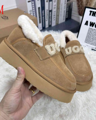 UGG Fleece Lined Platform Slip-On Shoes Women's Fashion Casual Flats