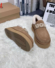 UGG Fleece Lined Platform Slip-On Shoes Women's Fashion Casual Flats