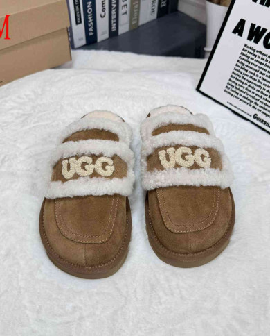 UGG Fuzzy Slip-On Loafers Women's Warm Casual Indoor Shoes