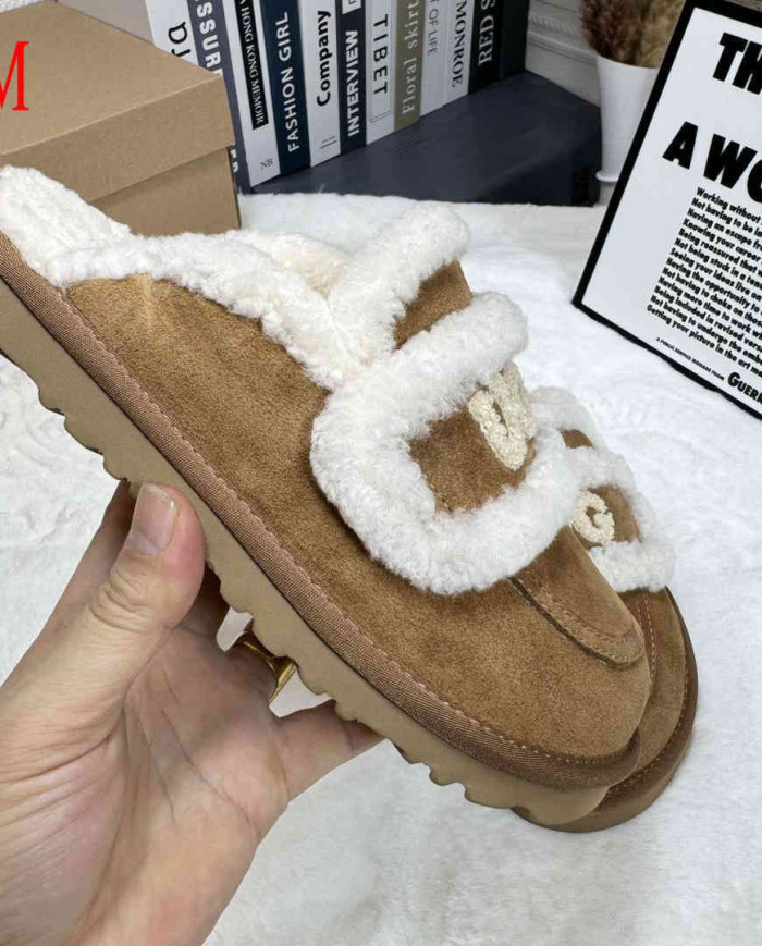 UGG Fuzzy Slip-On Loafers Women's Warm Casual Indoor Shoes