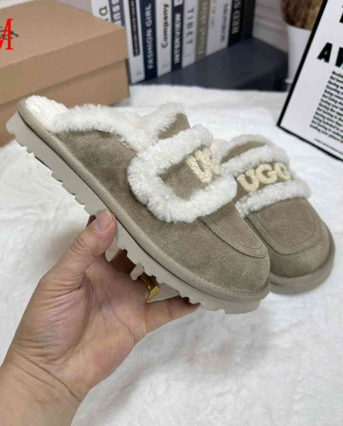 UGG Fuzzy Slip-On Loafers Women's Warm Casual Indoor Shoes