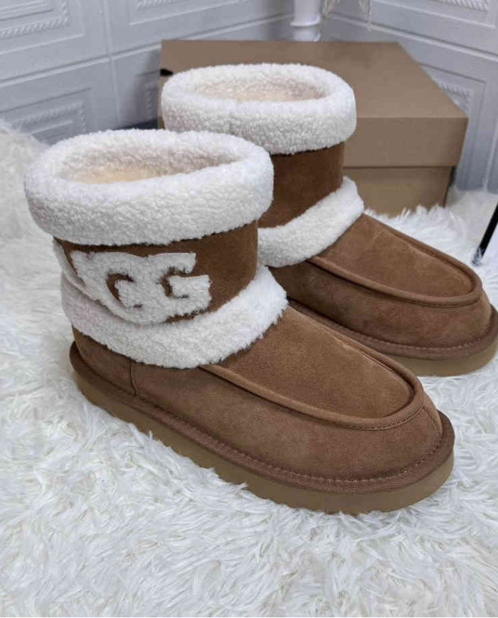 UGG Thick Plush Mid-Calf Snow Boots Women's Comfy Platform Winter Shoes