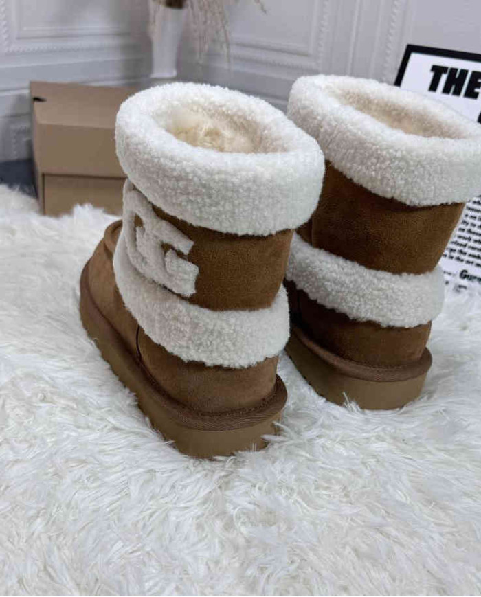 UGG Thick Plush Mid-Calf Snow Boots Women's Comfy Platform Winter Shoes