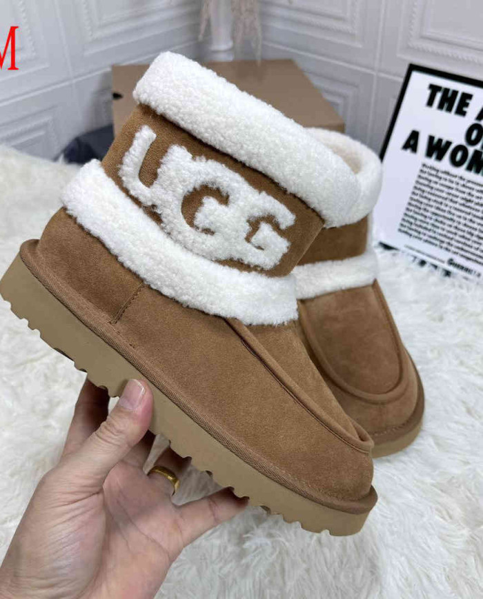 UGG Thick Plush Mid-Calf Snow Boots Women's Comfy Platform Winter Shoes