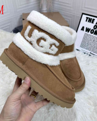 UGG Thick Plush Mid-Calf Snow Boots Women's Comfy Platform Winter Shoes