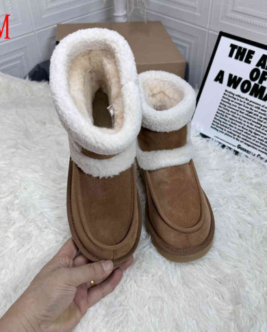 UGG Thick Plush Mid-Calf Snow Boots Women's Comfy Platform Winter Shoes