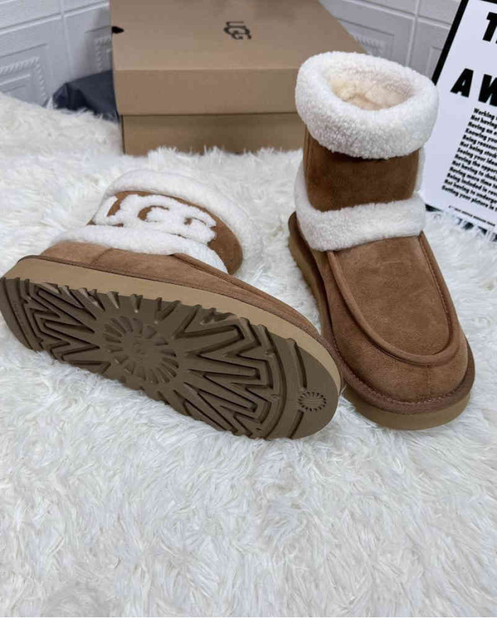 UGG Thick Plush Mid-Calf Snow Boots Women's Comfy Platform Winter Shoes
