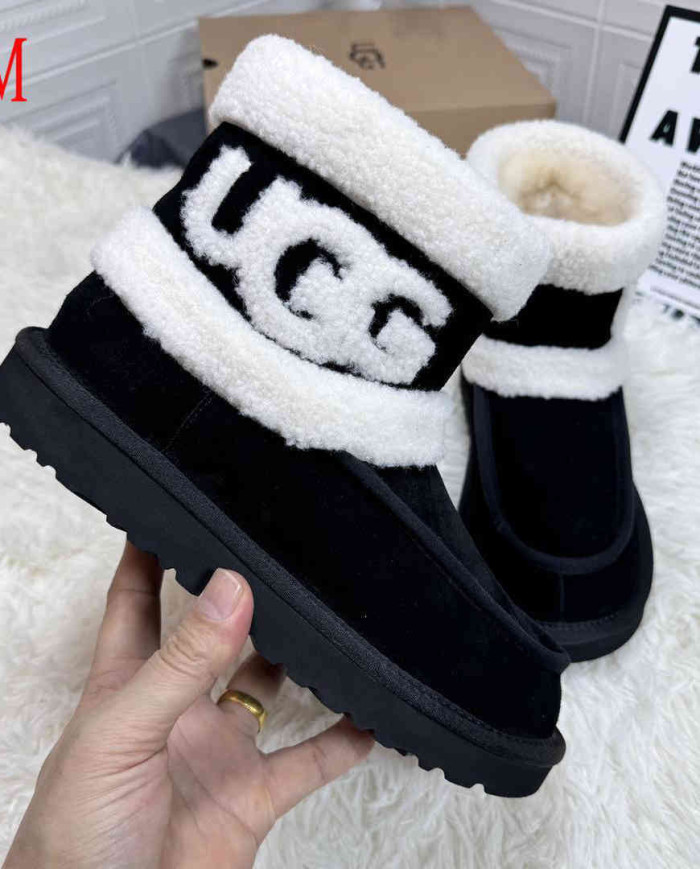 UGG Thick Plush Mid-Calf Snow Boots Women's Comfy Platform Winter Shoes
