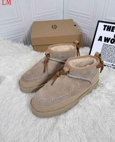 UGG Retro Suede Lace-Up Ankle Boots with Fleece Lining