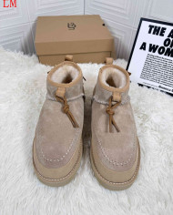 UGG Retro Suede Lace-Up Ankle Boots with Fleece Lining