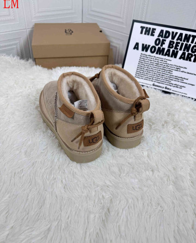 UGG Retro Suede Lace-Up Ankle Boots with Fleece Lining