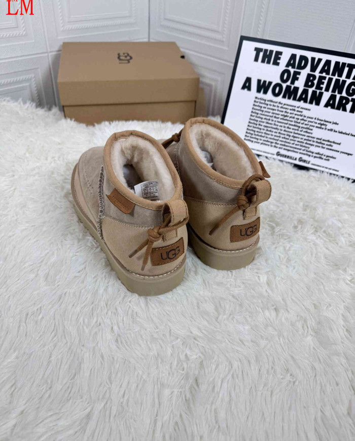 UGG Retro Suede Lace-Up Ankle Boots with Fleece Lining