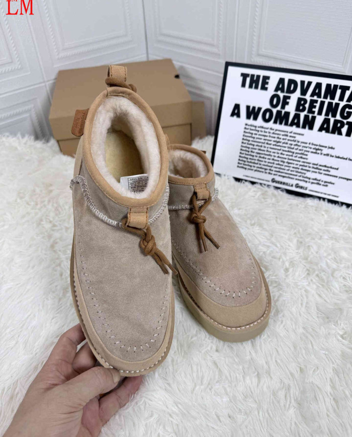 UGG Retro Suede Lace-Up Ankle Boots with Fleece Lining