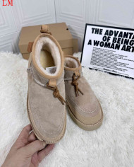 UGG Retro Suede Lace-Up Ankle Boots with Fleece Lining