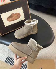 UGG Slip-On Suede Ankle Snow Boots with Fur Lining