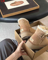 UGG Slip-On Suede Ankle Snow Boots with Fur Lining