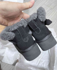 UGG Platform Sheepskin Fur Lined Ankle Boots with Buckle Strap