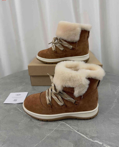 UGG Winter Shearling Lined Lace-Up Snow Boots