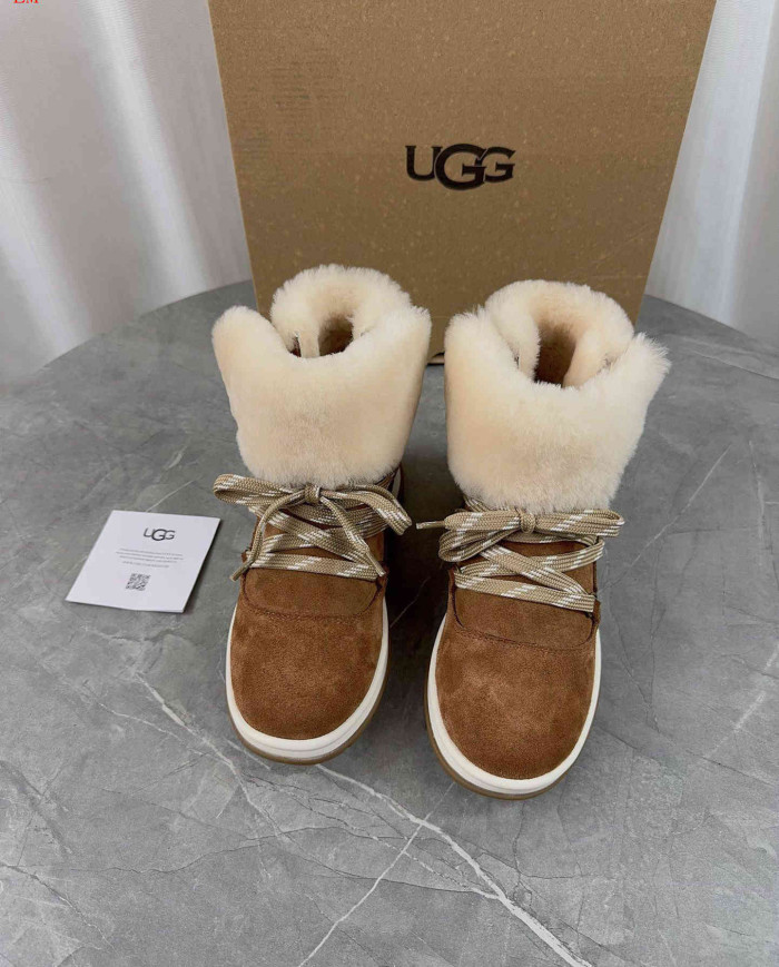 UGG Winter Shearling Lined Lace-Up Snow Boots