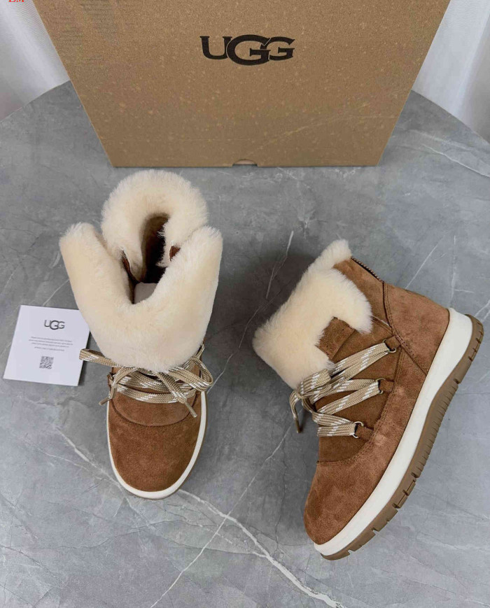 UGG Winter Shearling Lined Lace-Up Snow Boots