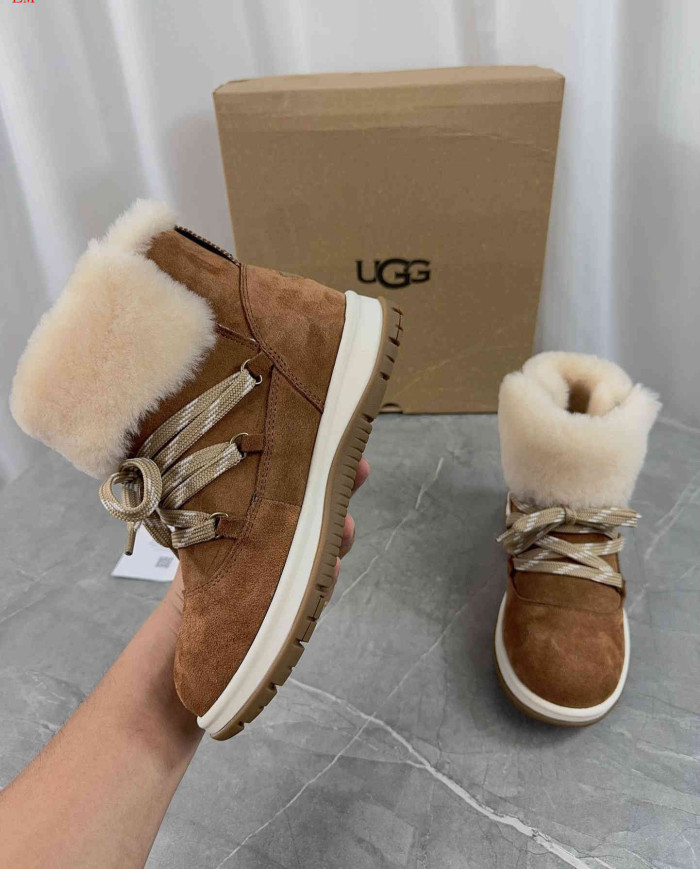 UGG Winter Shearling Lined Lace-Up Snow Boots