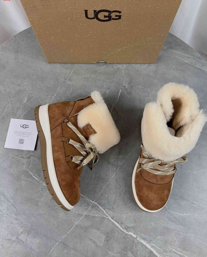 UGG Winter Shearling Lined Lace-Up Snow Boots