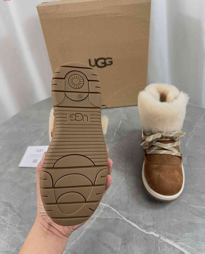UGG Winter Shearling Lined Lace-Up Snow Boots
